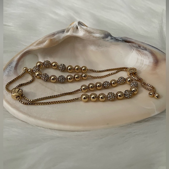 Pavé & Imitation Pearl Slider Bracelet 2 pcs - Picture 5 of 8